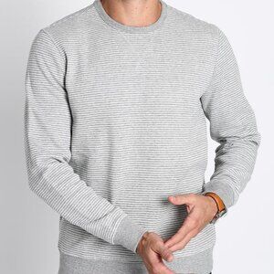 JACHS New York Men's Striped Sweatshirt Fleece Classic Fit Long Sleeve Grey L